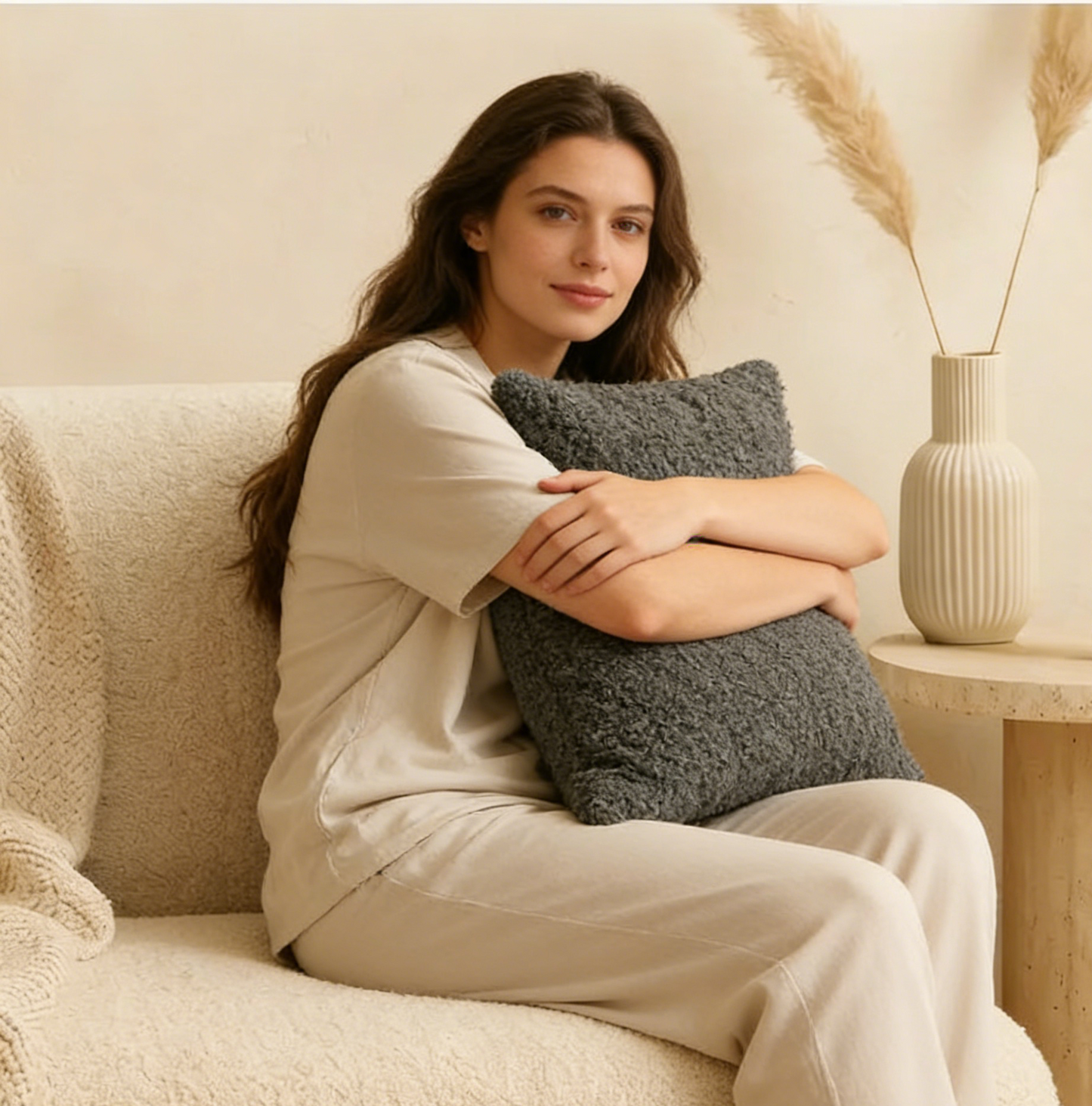 Texlina Holiday Decor Cozy Teddy Throw Pillow  18"x18"