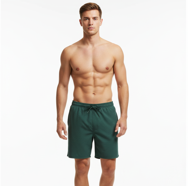 Texlina Men’s Foam-Printed Solid Color Beach Shorts – TreadTex™ Performance Comfort Series