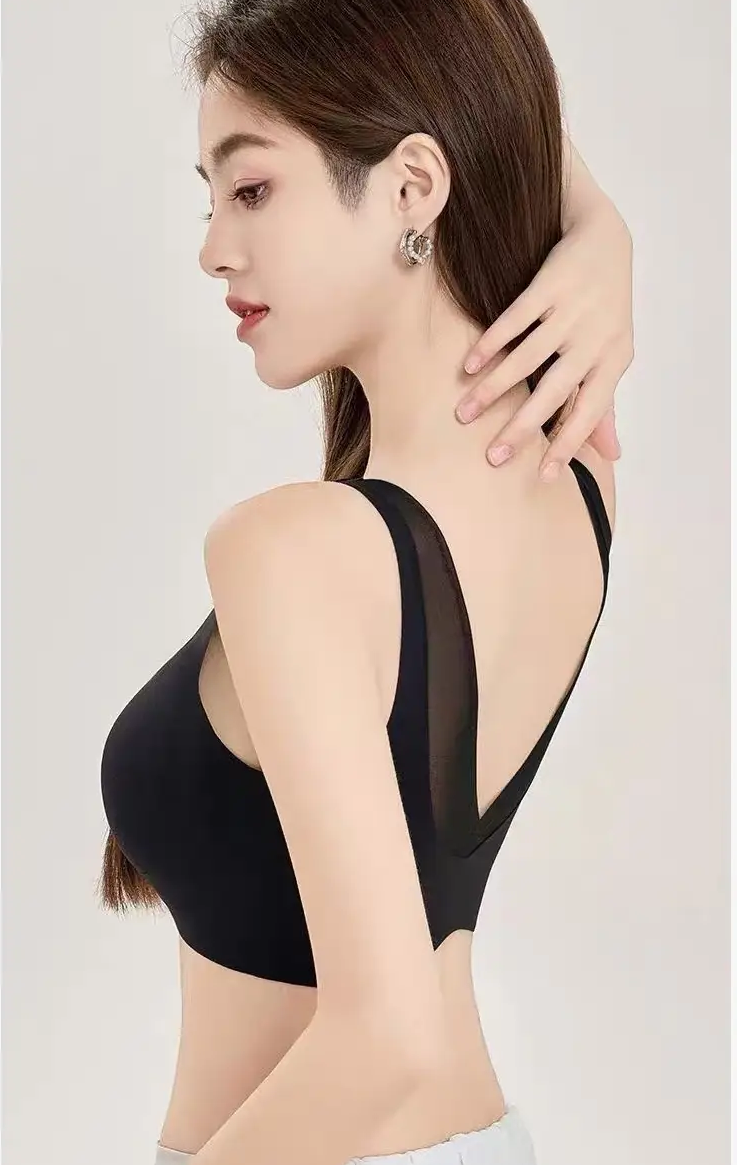 Texlina Women’s Deep V Lace Trim Wireless Bra – GraceLite™ Everyday Comfort Series (12 PCs/Pack)