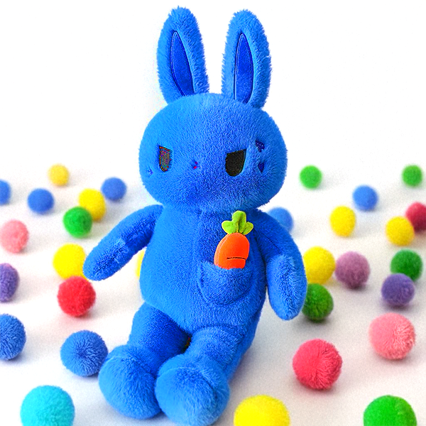 Lemonster Klein Blue Rabbit Plush Toy with Removable Carrot (15" / 38 cm & 31" / 80 cm)