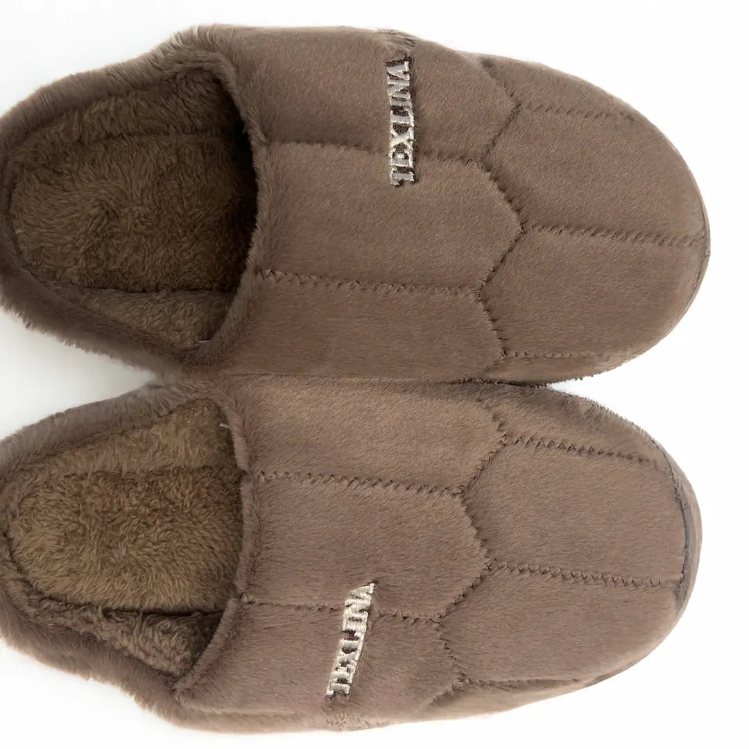 Texlina™ Hex-Quilt Plush House Slippers – Mocha Brown | Ultra-Soft Faux-Fur Lining