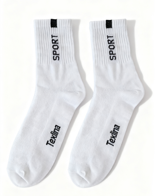 Texlina™ Men’s Performance Low-Cut Socks – White | Black embroidery